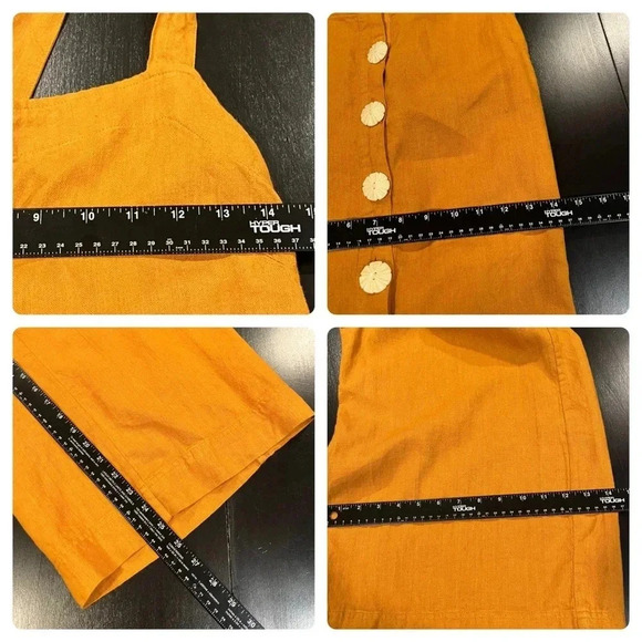 NWT MLL x Splendid Linen Blend Belted Wide Leg Jumpsuit Yellow Womens Small - Picture 14 of 15